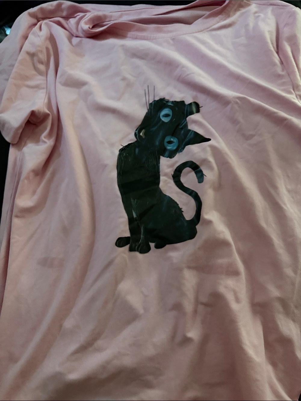 Pink Cat Graphic Pet Shirt - Black Cat Design